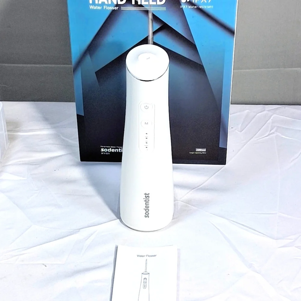 Sodentist NIBox 280 ml. White Hand-Held 3 Mode Water Flosser With Charging Base